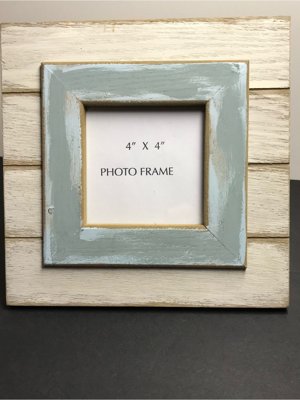 GANZ Rustic Wooden 9x9 Picture Frame Blue Inner & Whitewashed 4x4 Photo